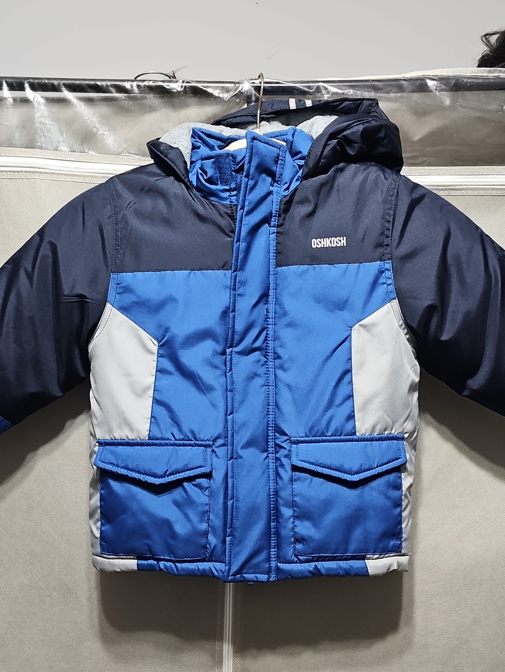OshKosh B'gosh Blue, Navy & Gray Colorblock Puffer Jacket